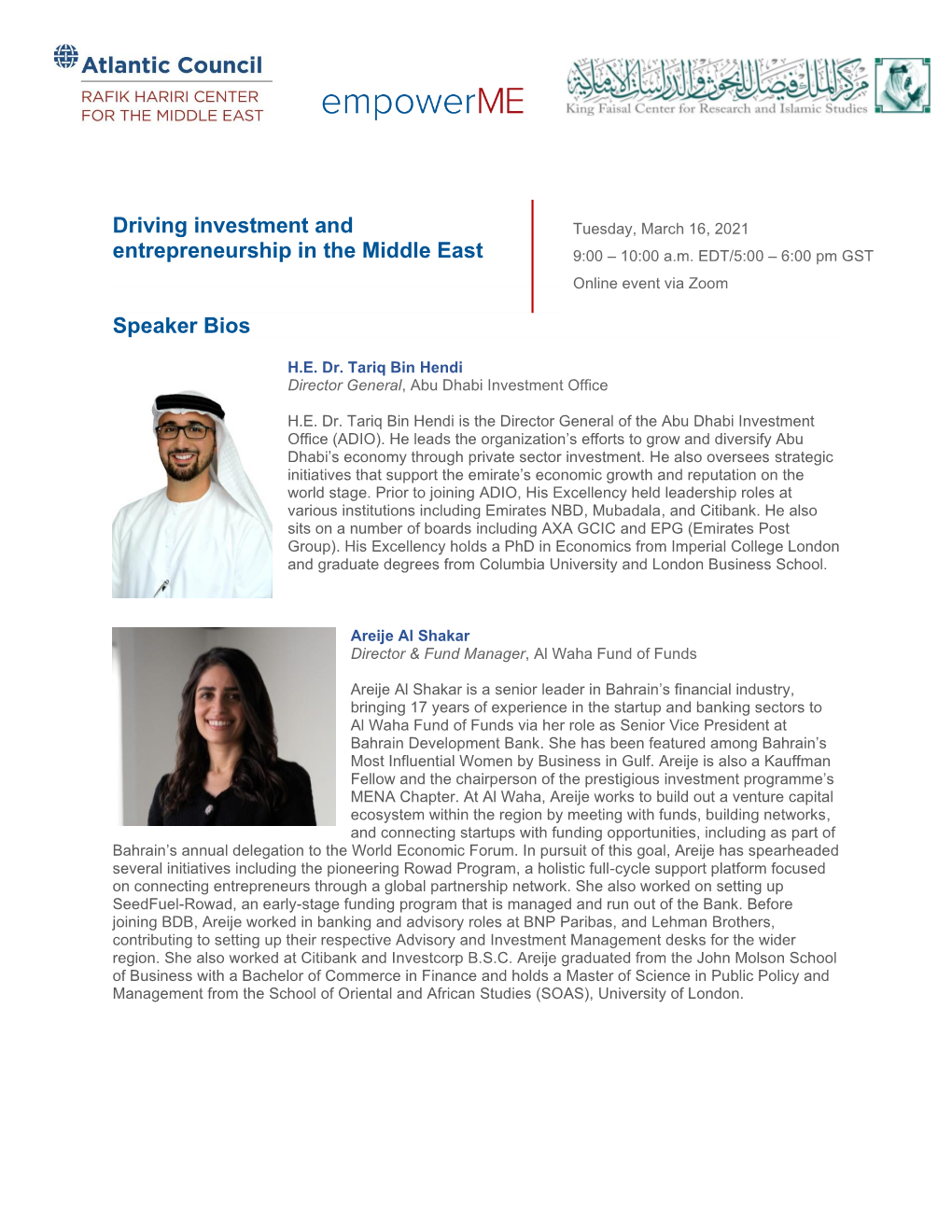 Driving Investment and Entrepreneurship in the Middle East