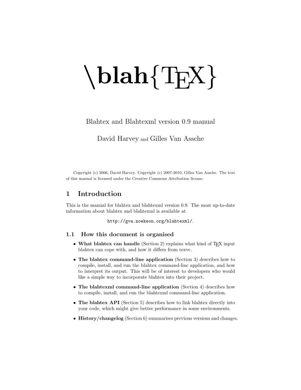 Blahtex and Blahtexml Version 0.9 Manual