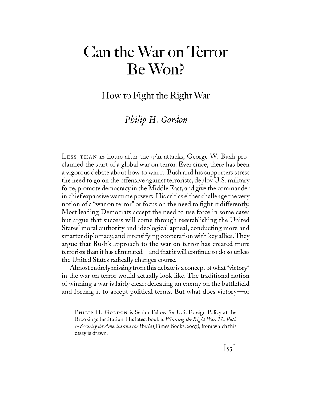 Can the War on Terror Be Won?