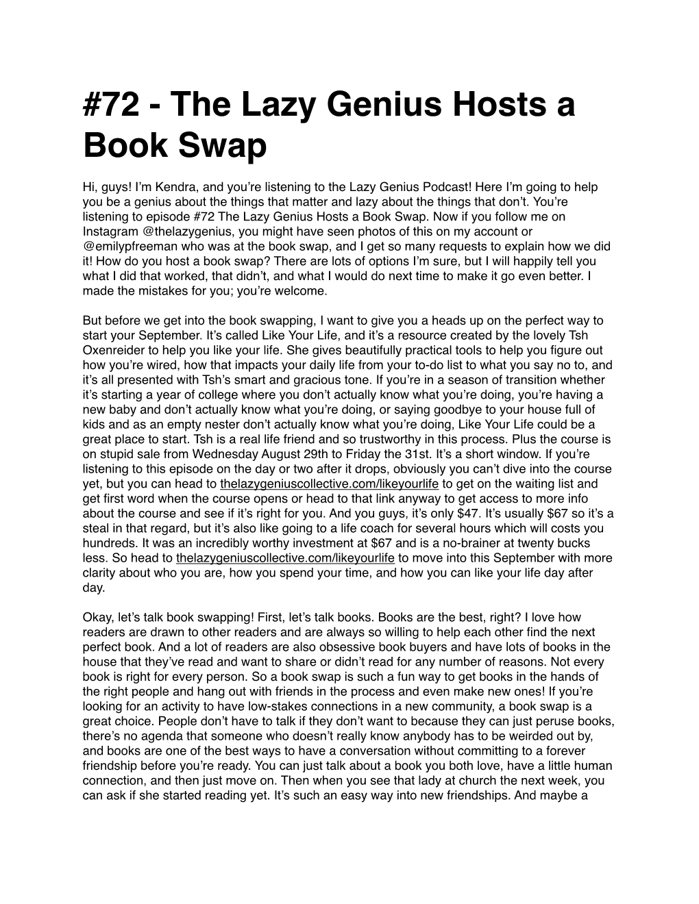 The Lazy Genius Hosts a Book Swap