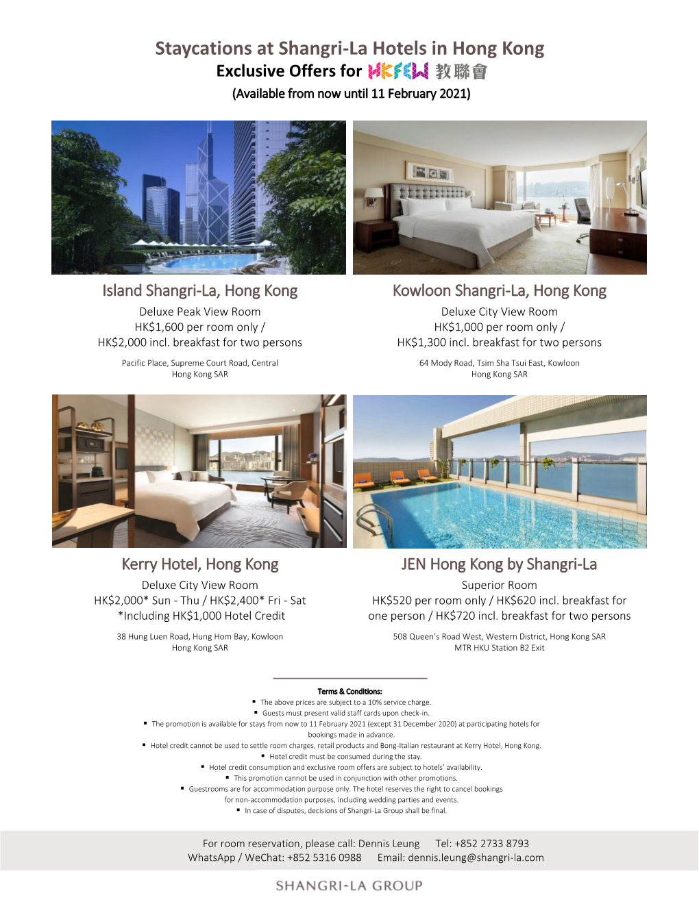 Staycations at Shangri-La Hotels in Hong Kong Exclusive Offers for HKFEW (Available from Now Until 11 February 2021)