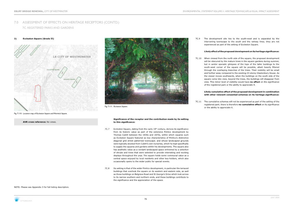 7.0 Assessment of Effects on Heritage Receptors (Contd.) 7C