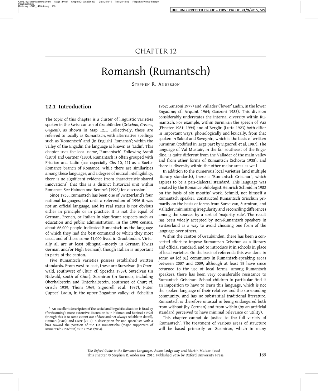 Romansh (Rumantsch)