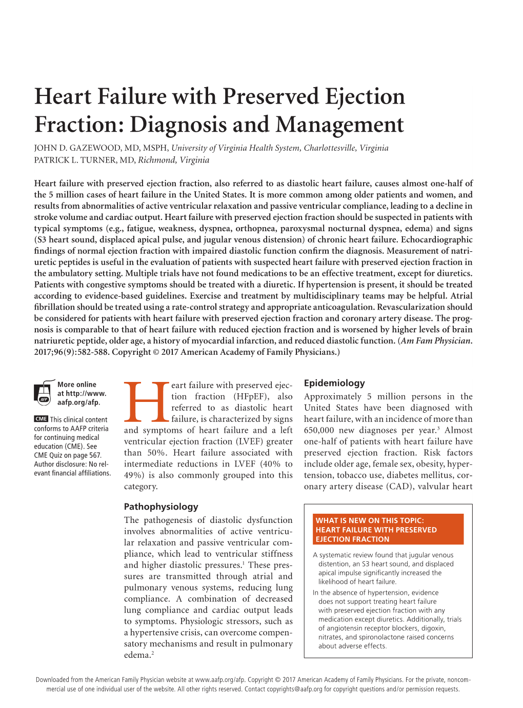 Heart Failure with Preserved Ejection Fraction: Diagnosis and Management JOHN D