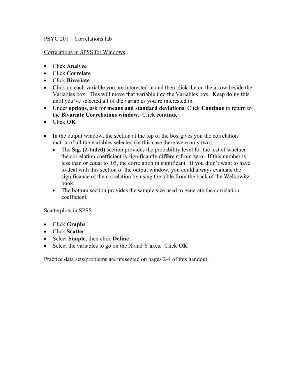 PSYC 201 Correlations Lab