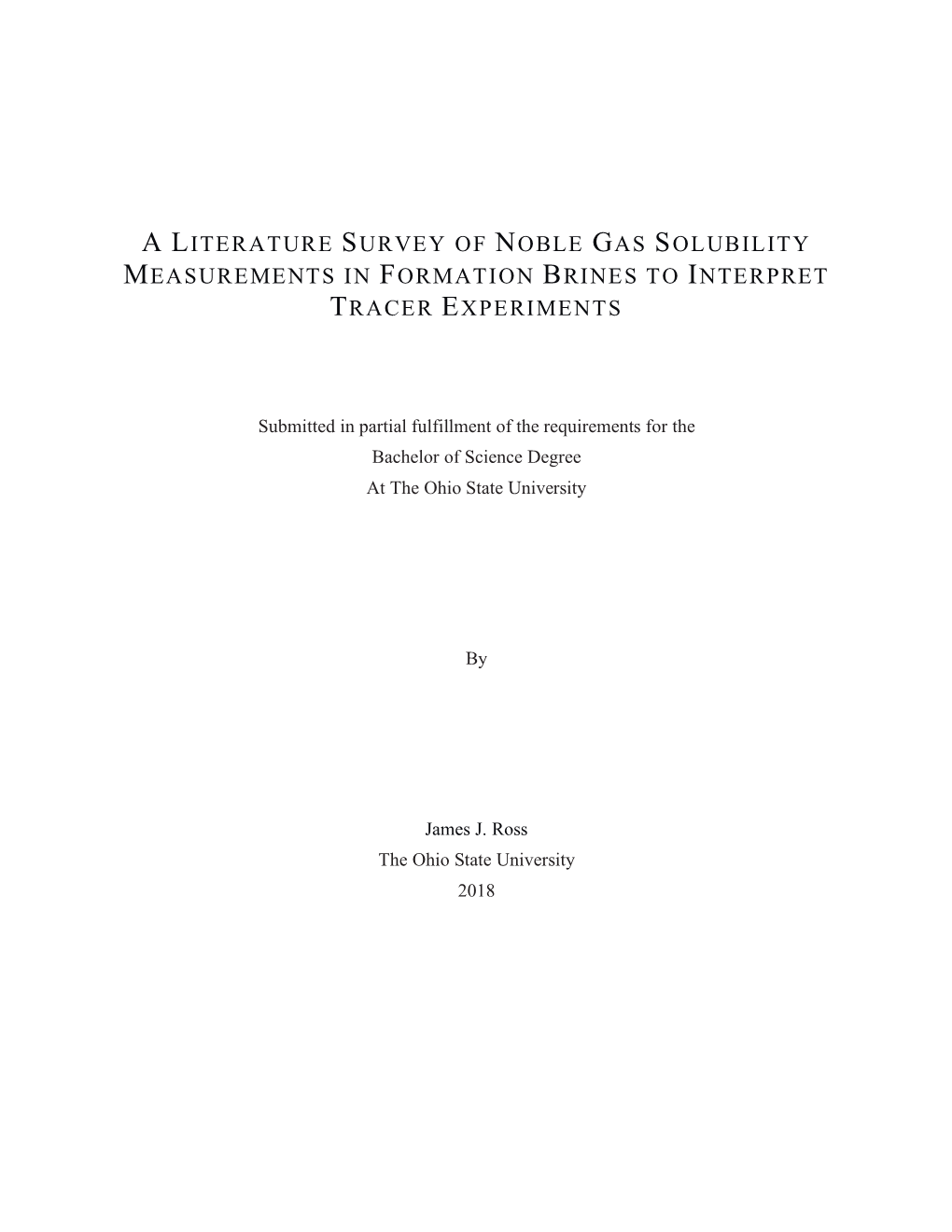 A Literature Survey of Noble Gas Solubility Measurements in Formation Brines to Interpret Tracer Experiments