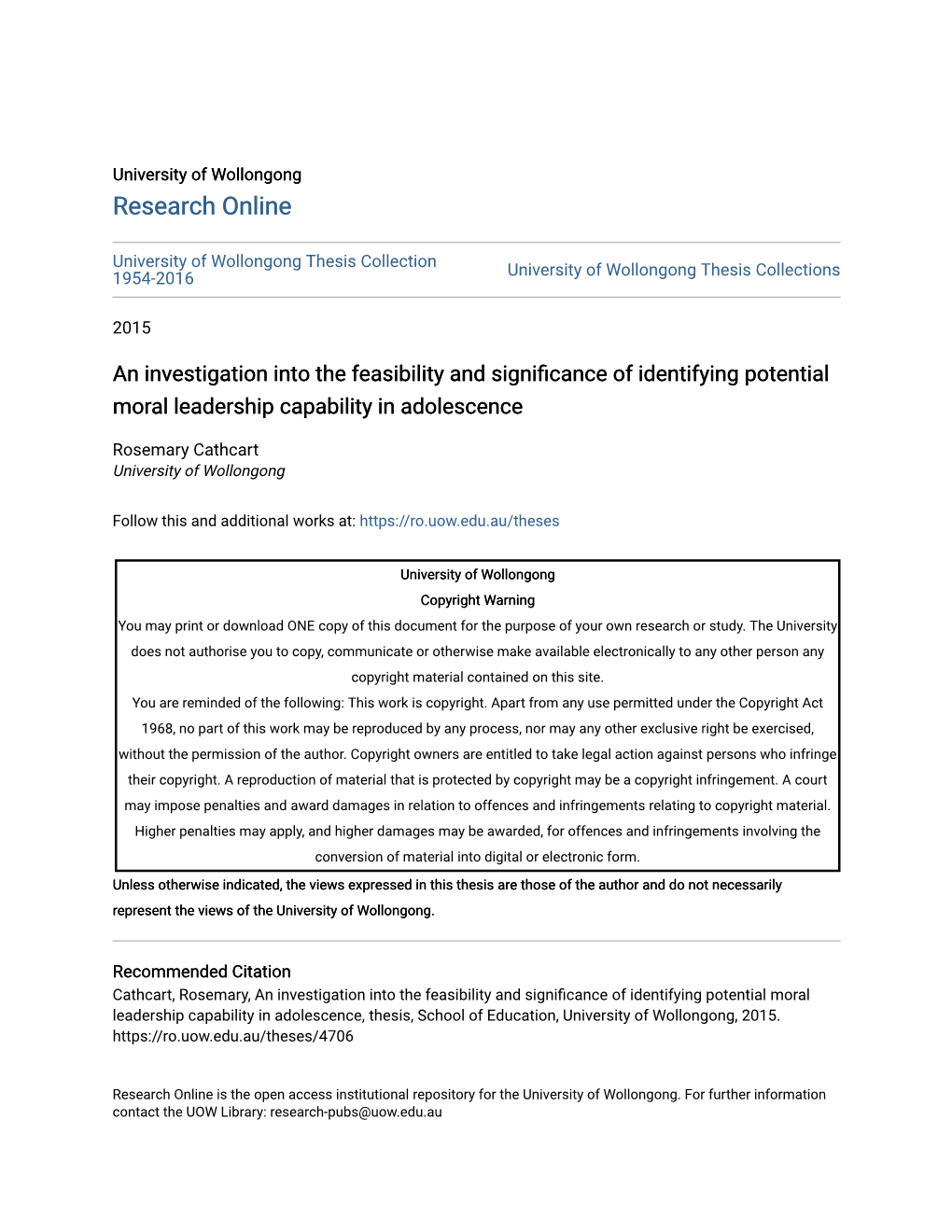 An Investigation Into the Feasibility and Significance of Identifying Potential Moral Leadership Capability in Adolescence