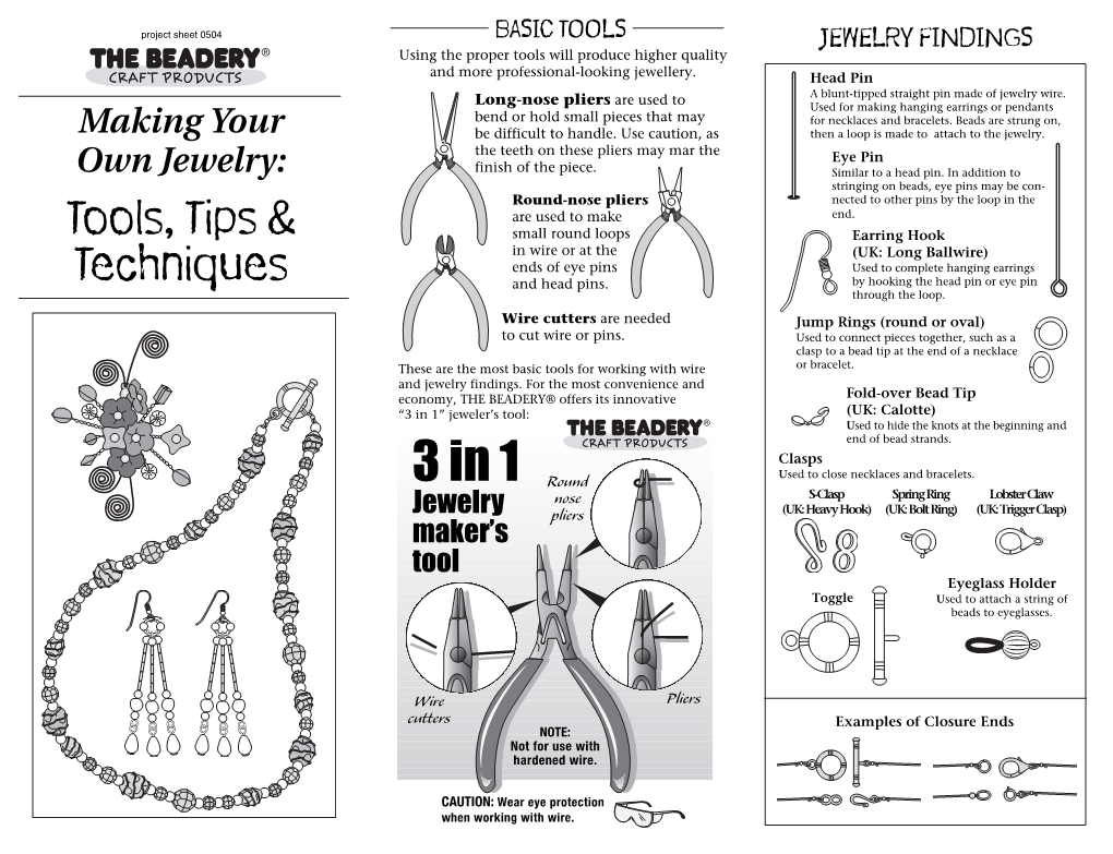 3 in 1” Jeweler’S Tool: (UK: Calotte) Used to Hide the Knots at the Beginning and End of Bead Strands