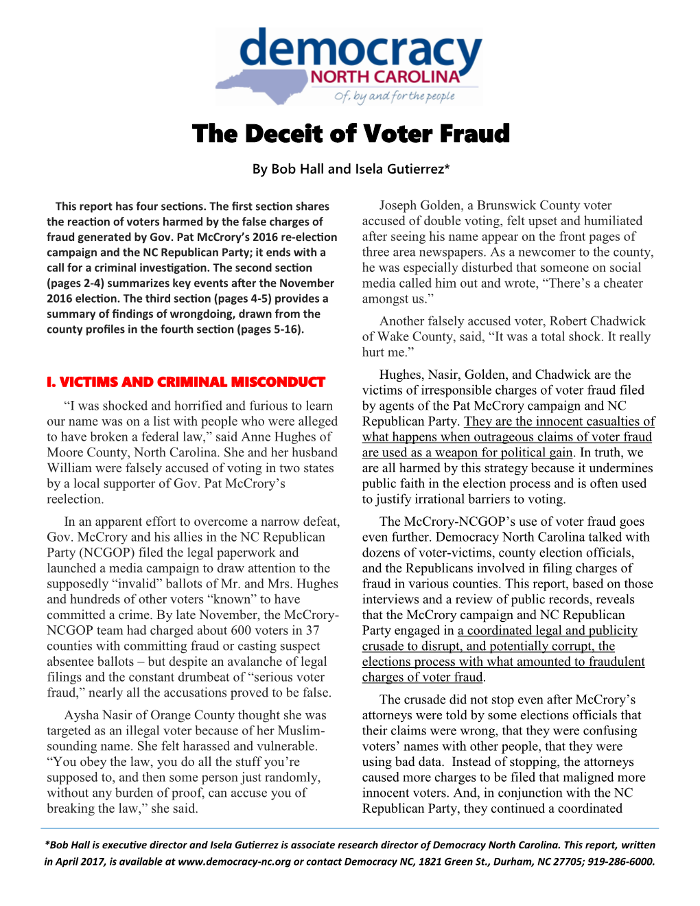 The Deceit of Voter Fraud