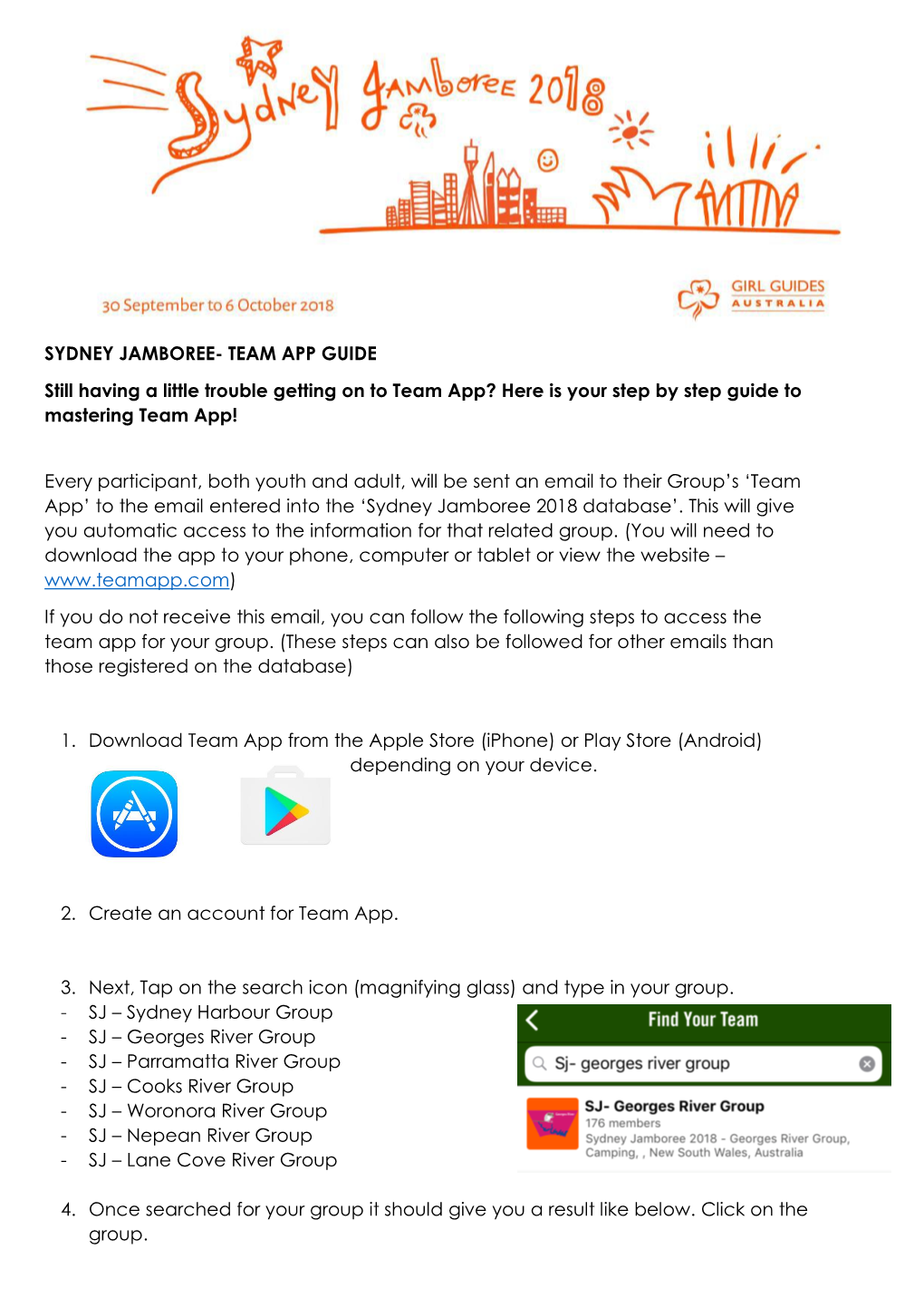 SYDNEY JAMBOREE- TEAM APP GUIDE Still Having a Little Trouble Getting on to Team App? Here Is Your Step by Step Guide to Mastering Team App!
