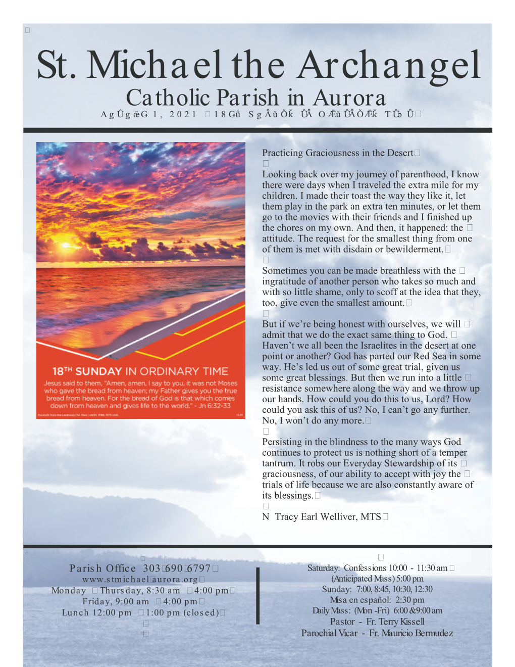St. Michael the Archangel Catholic Parish in Aurora Aǥǘǥǣǥ 1, 2021  18Ǥǘ Sǥǟǔǒǩ ǙǞ Oǣǔǚǟǒǣǩ Tǚǝǖ 