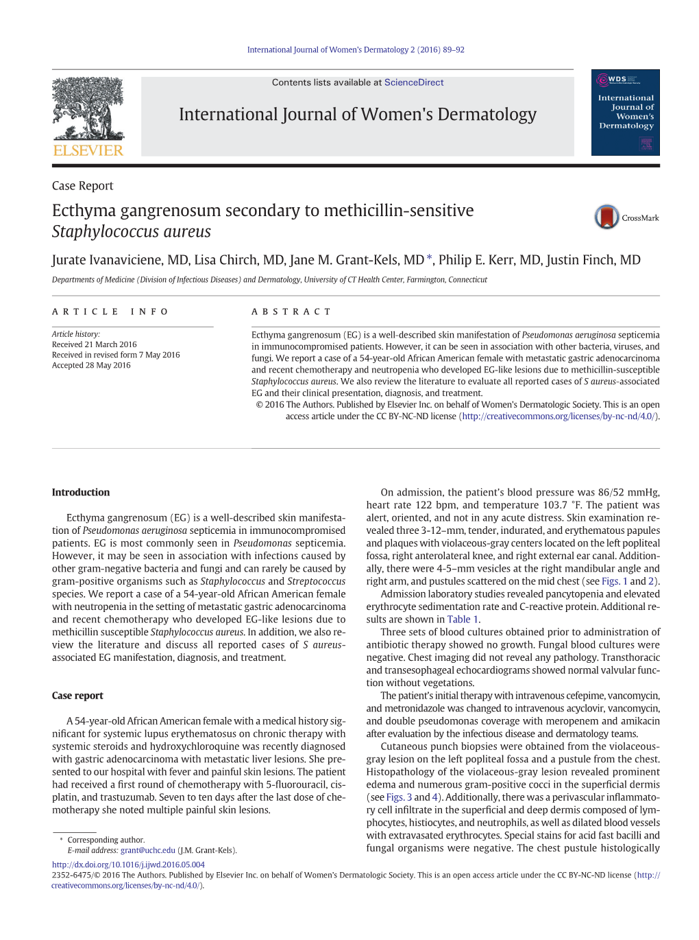 Ecthyma Gangrenosum Secondary to Methicillin-Sensitive Staphylococcus Aureus