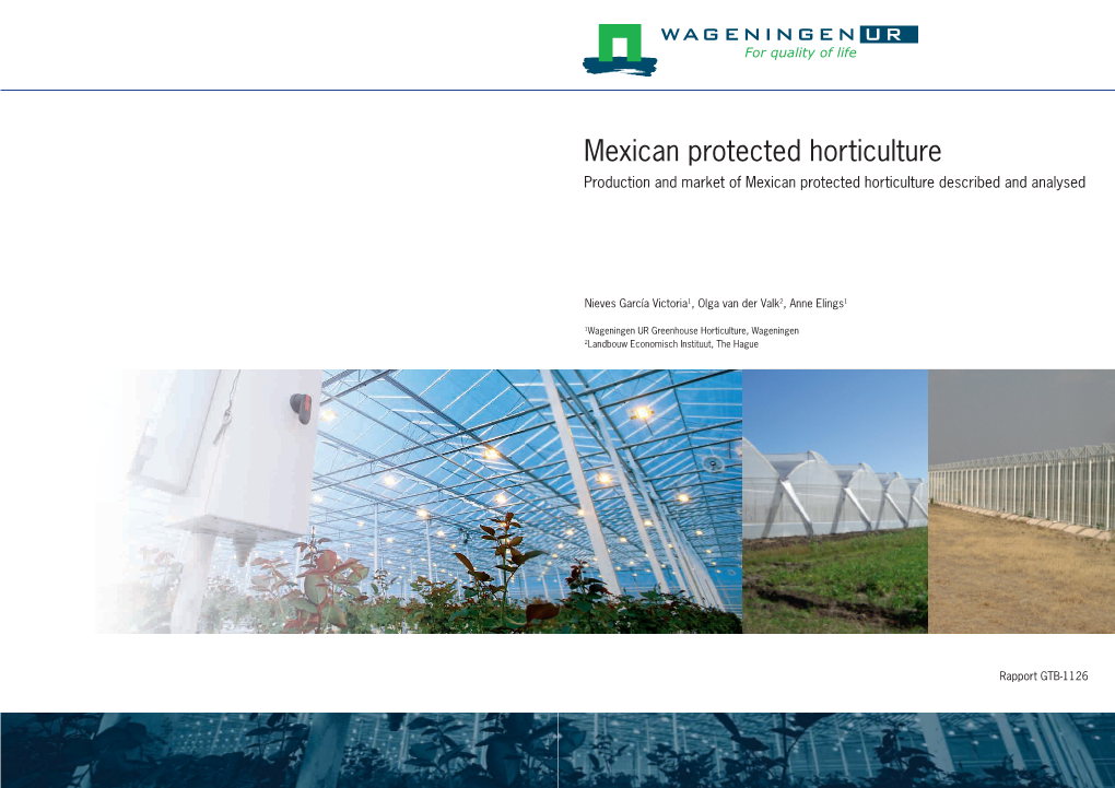 Mexican Protected Horticulture Production and Market of Mexican Protected Horticulture Described and Analysed