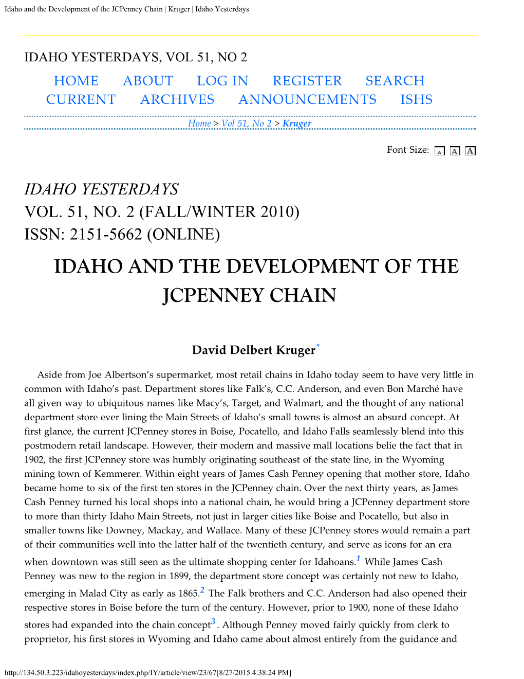 Idaho and the Development of the J.C.Penney Chain