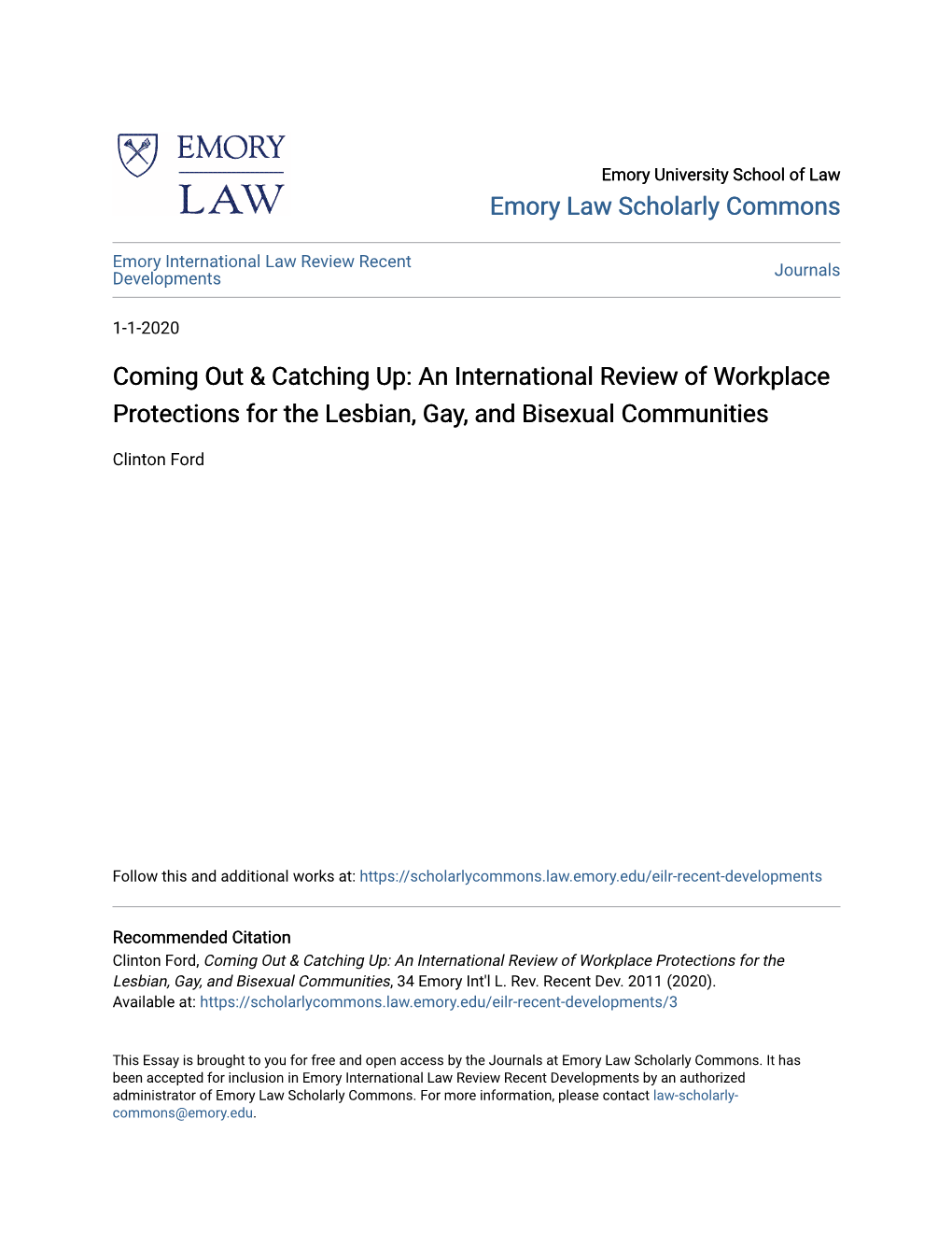 An International Review of Workplace Protections for the Lesbian, Gay, and Bisexual Communities