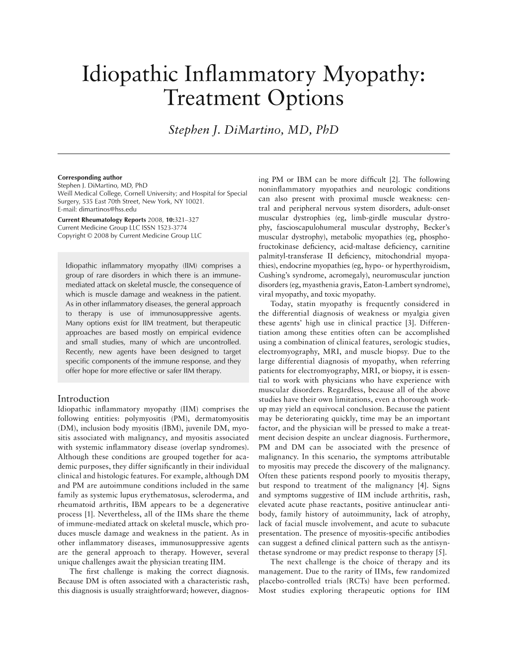 Idiopathic Inflammatory Myopathy