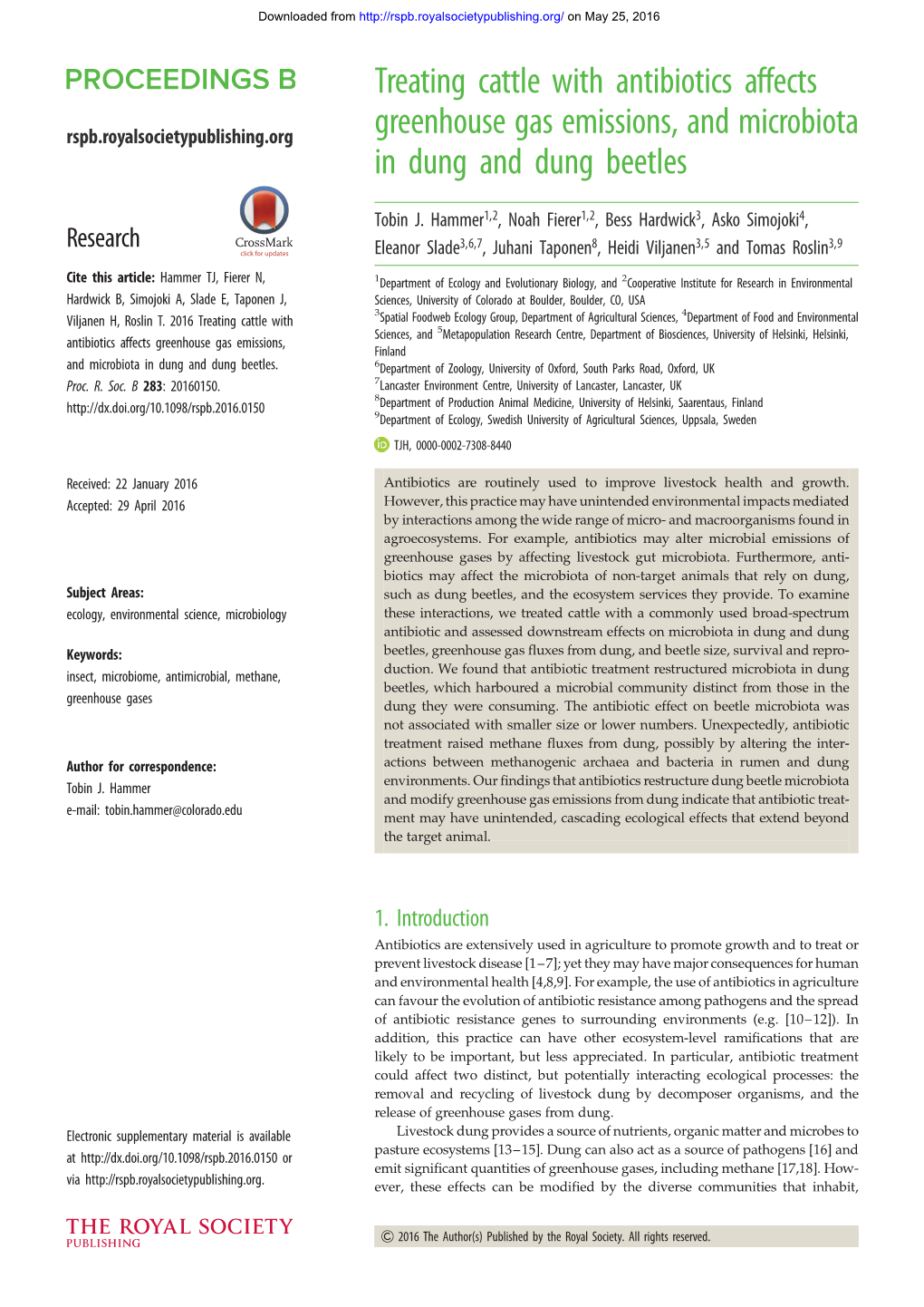 Treating Cattle with Antibiotics Affects Greenhouse Gas Emissions, And