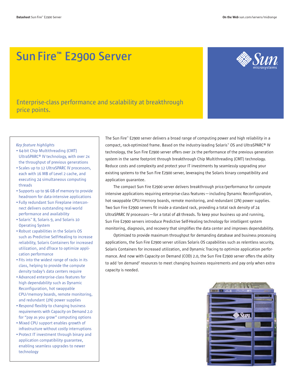 Sun Fire E2900 Server Datasheet