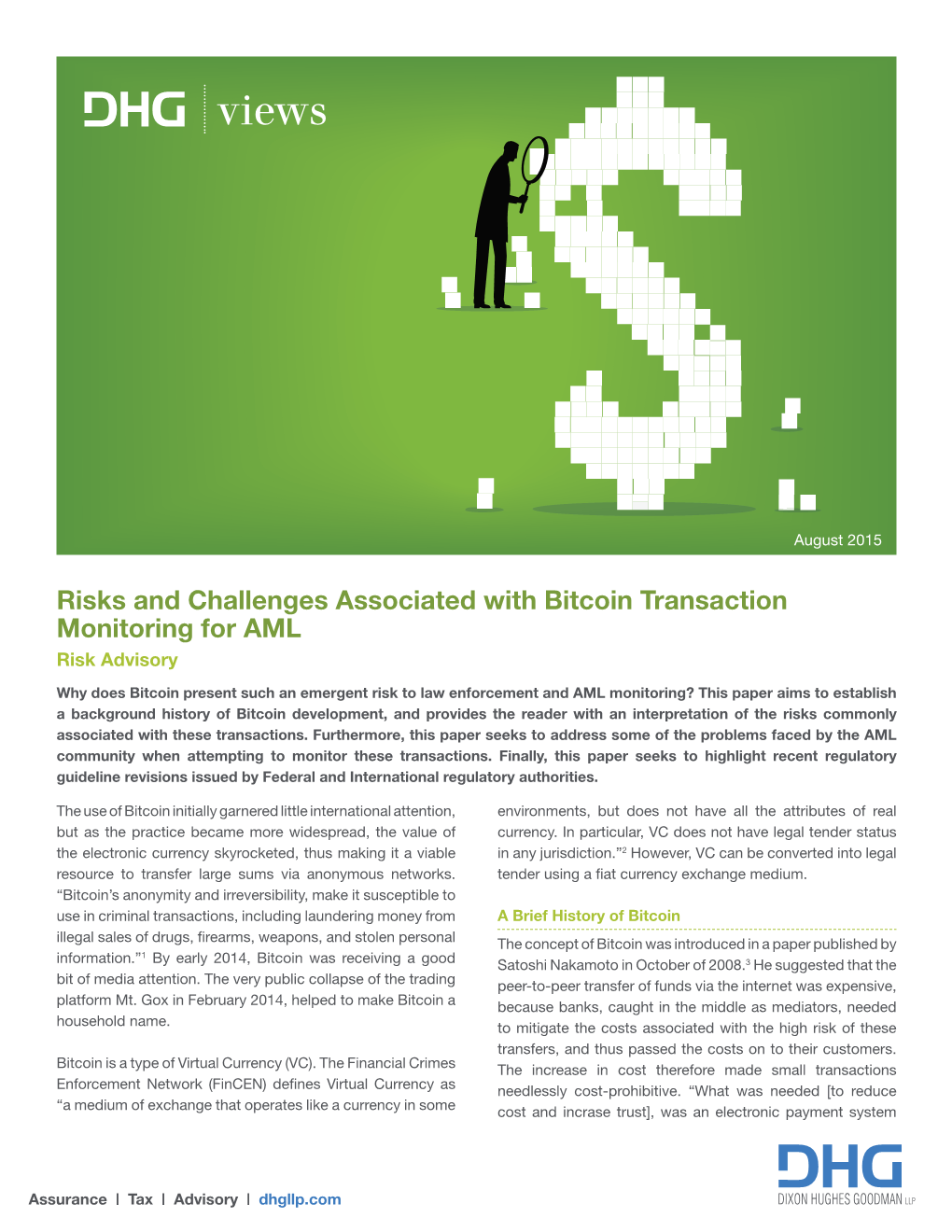 Risks and Challenges Associated with Bitcoin Transaction Monitoring for AML Risk Advisory