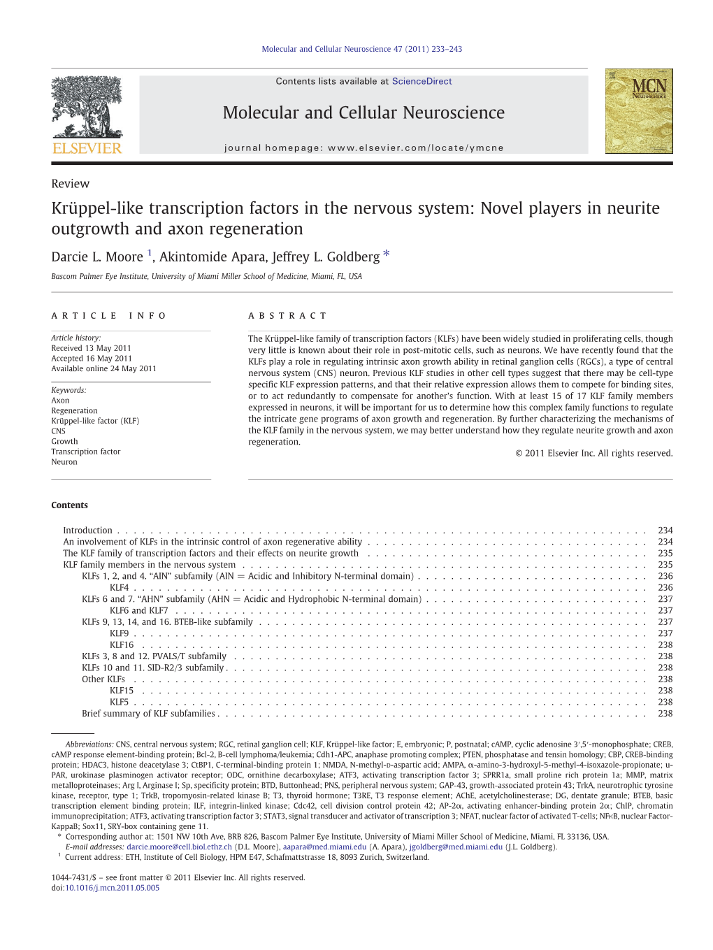 Krüppel-Like Transcription Factors in the Nervous System: Novel Players in Neurite Outgrowth and Axon Regeneration