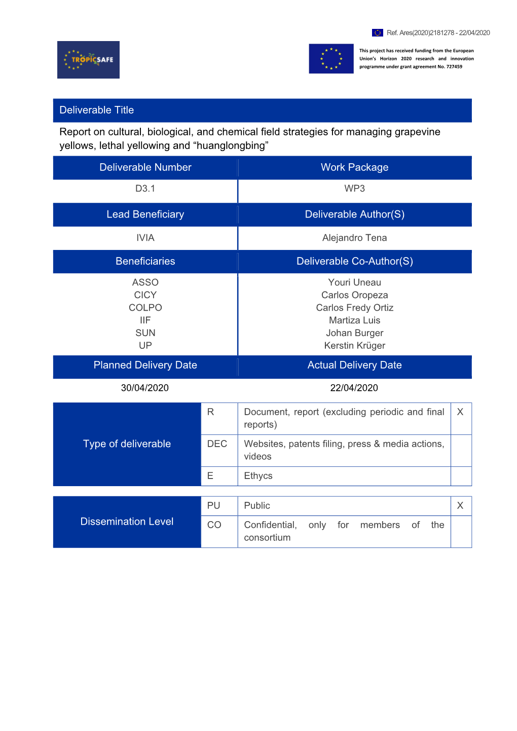 D3.1 Report on Cultural, Biological, and Chemical Field