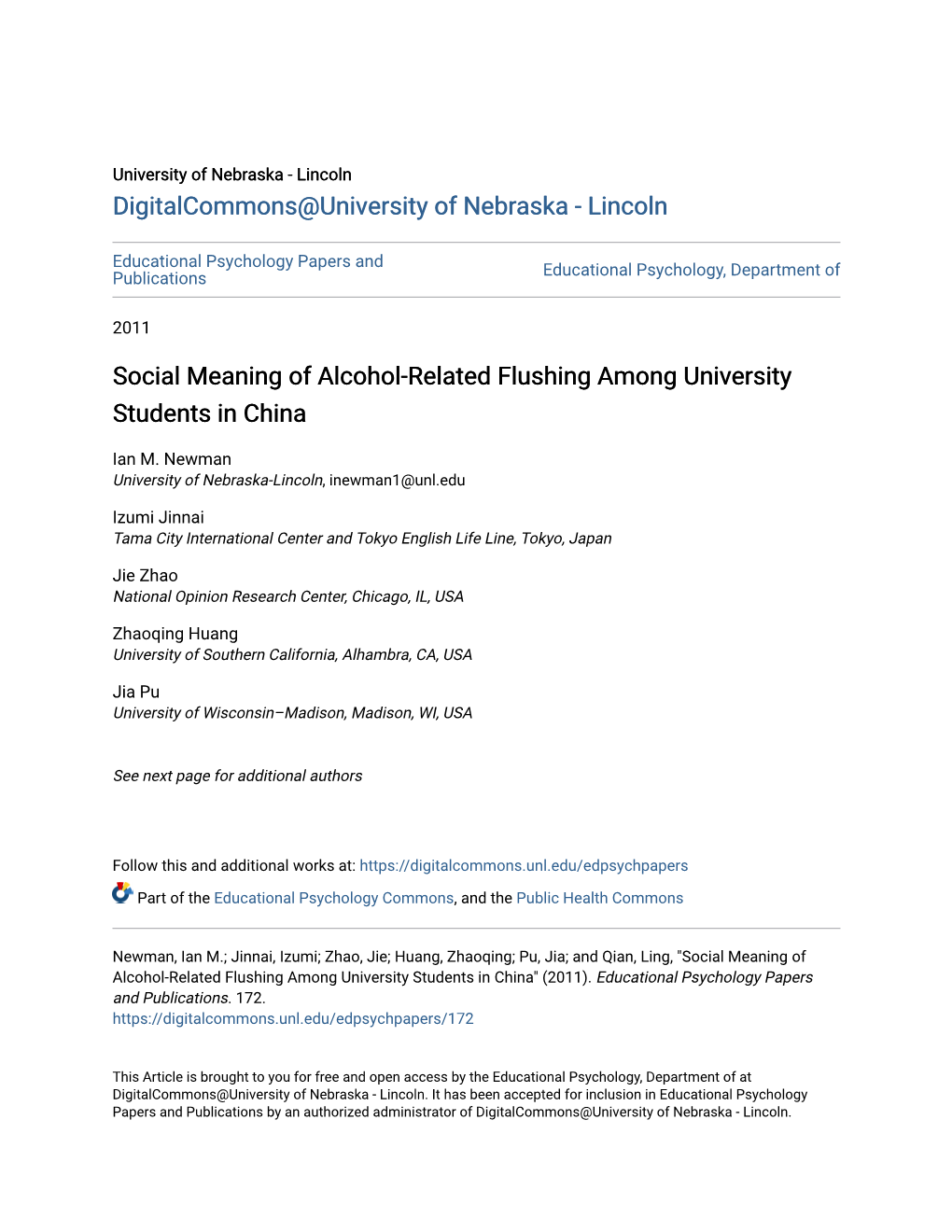 Social Meaning of Alcohol-Related Flushing Among University Students in China