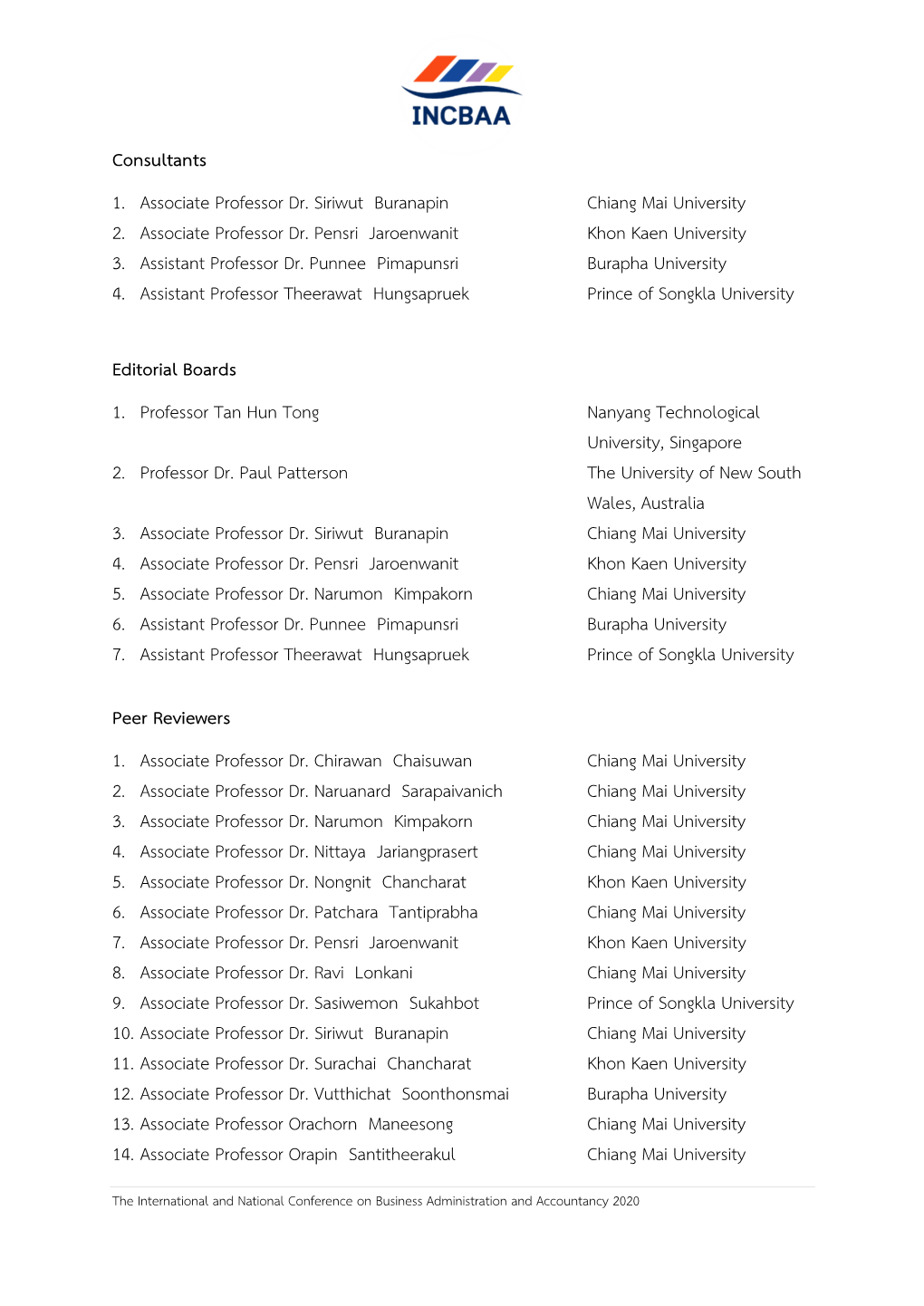 Consultants 1. Associate Professor Dr. Siriwut Buranapin Chiang Mai University 2. Associate Professor Dr. Pensri Jaroenwanit Khon Kaen University 3