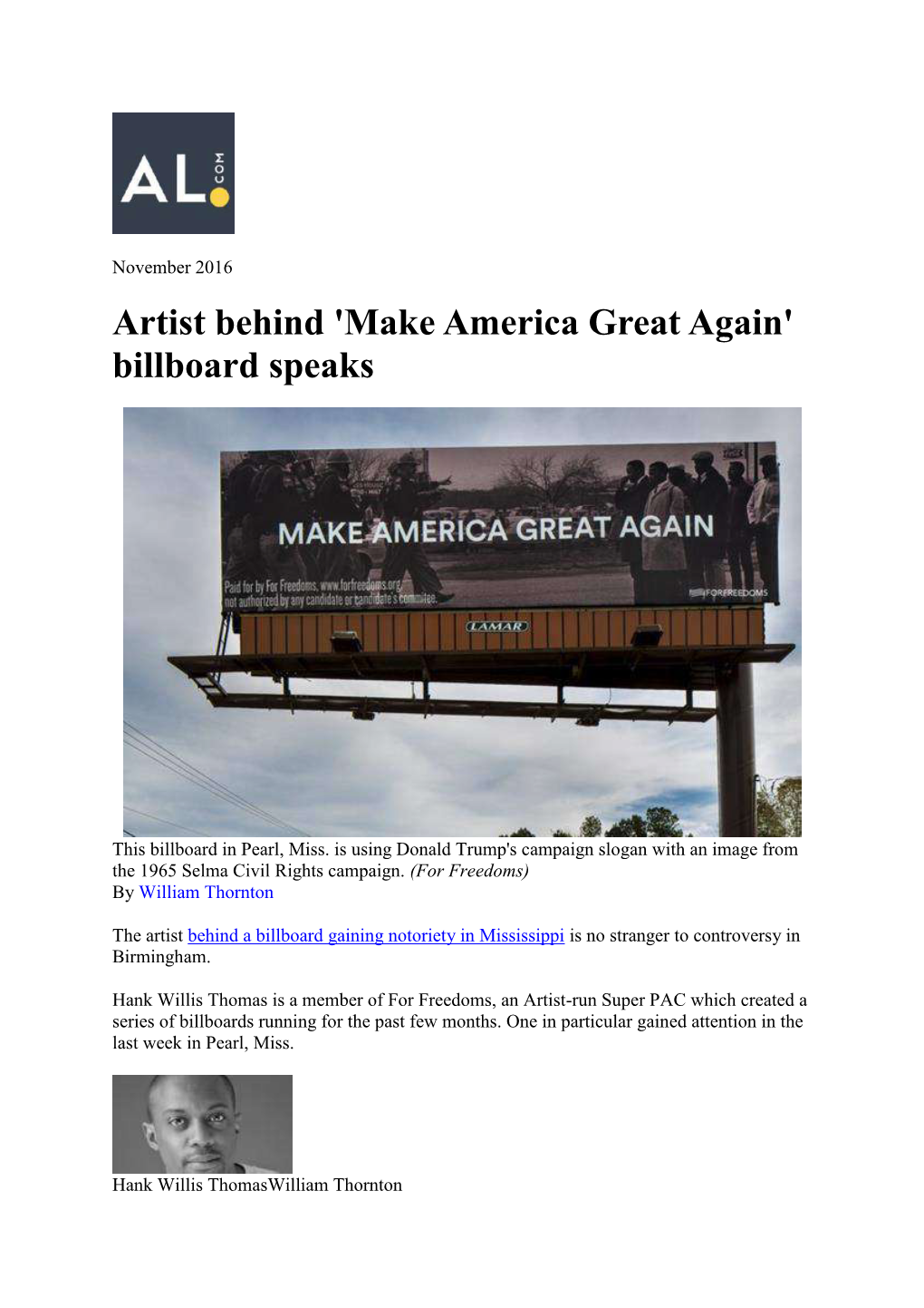 Artist Behind 'Make America Great Again' Billboard Speaks