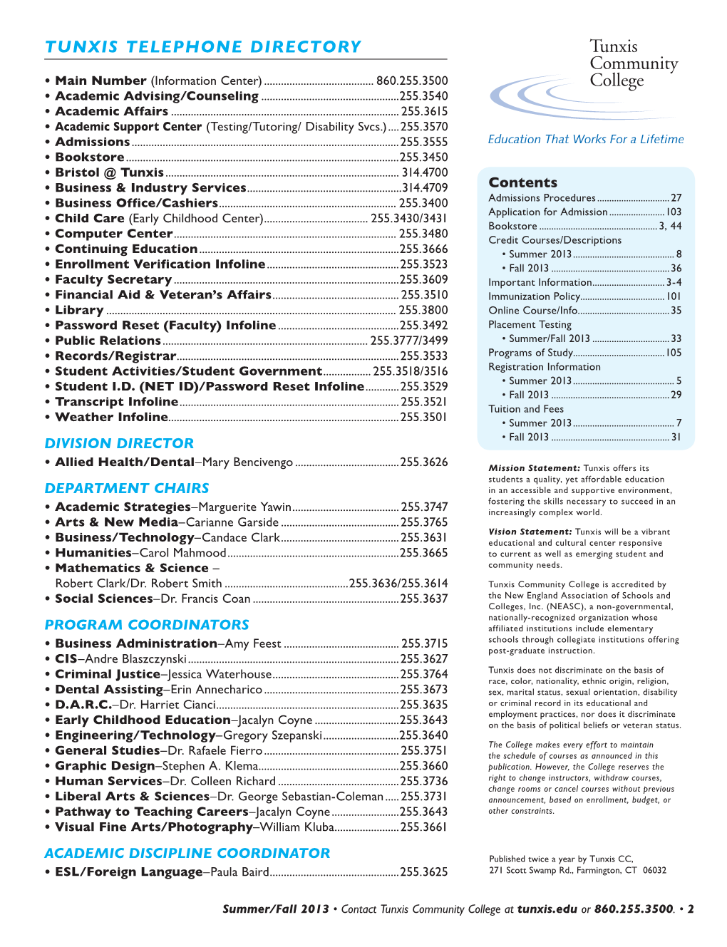 Tunxis Telephone Directory