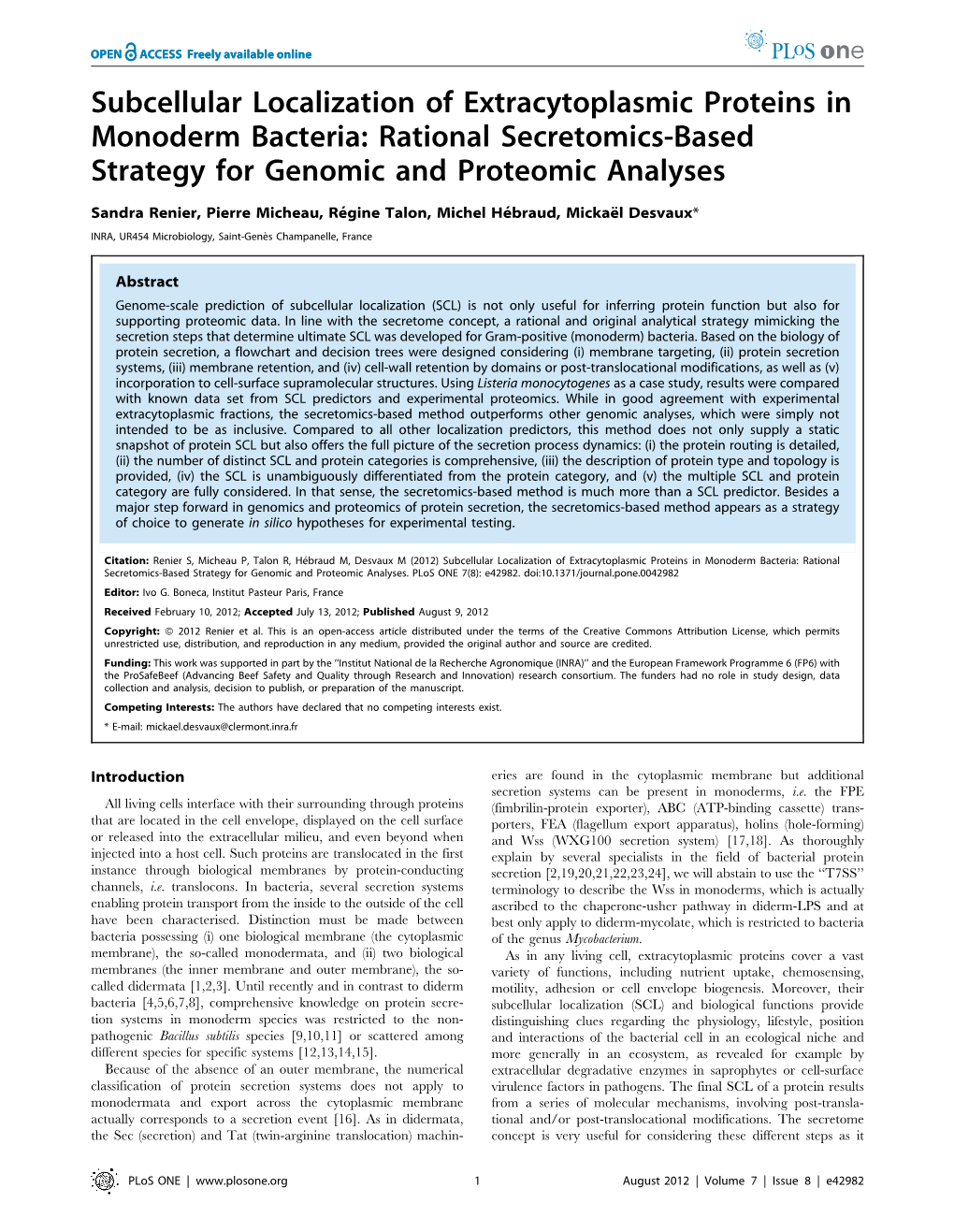 Subcellular Localization of Extracytoplasmic Proteins in Monoderm Bacteria: Rational Secretomics-Based Strategy for Genomic and Proteomic Analyses