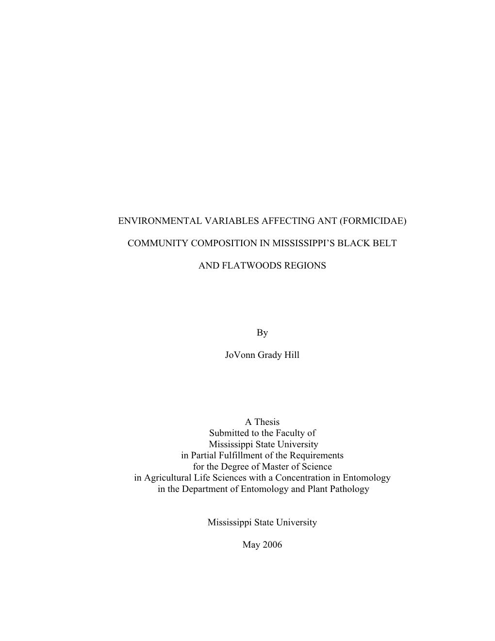 Environmental Variables Affecting Ant (Formicidae)