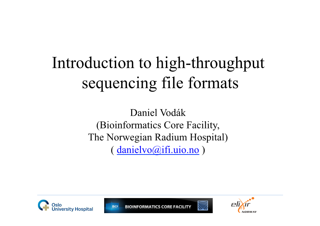 Introduction to High-Throughput Sequencing File Formats