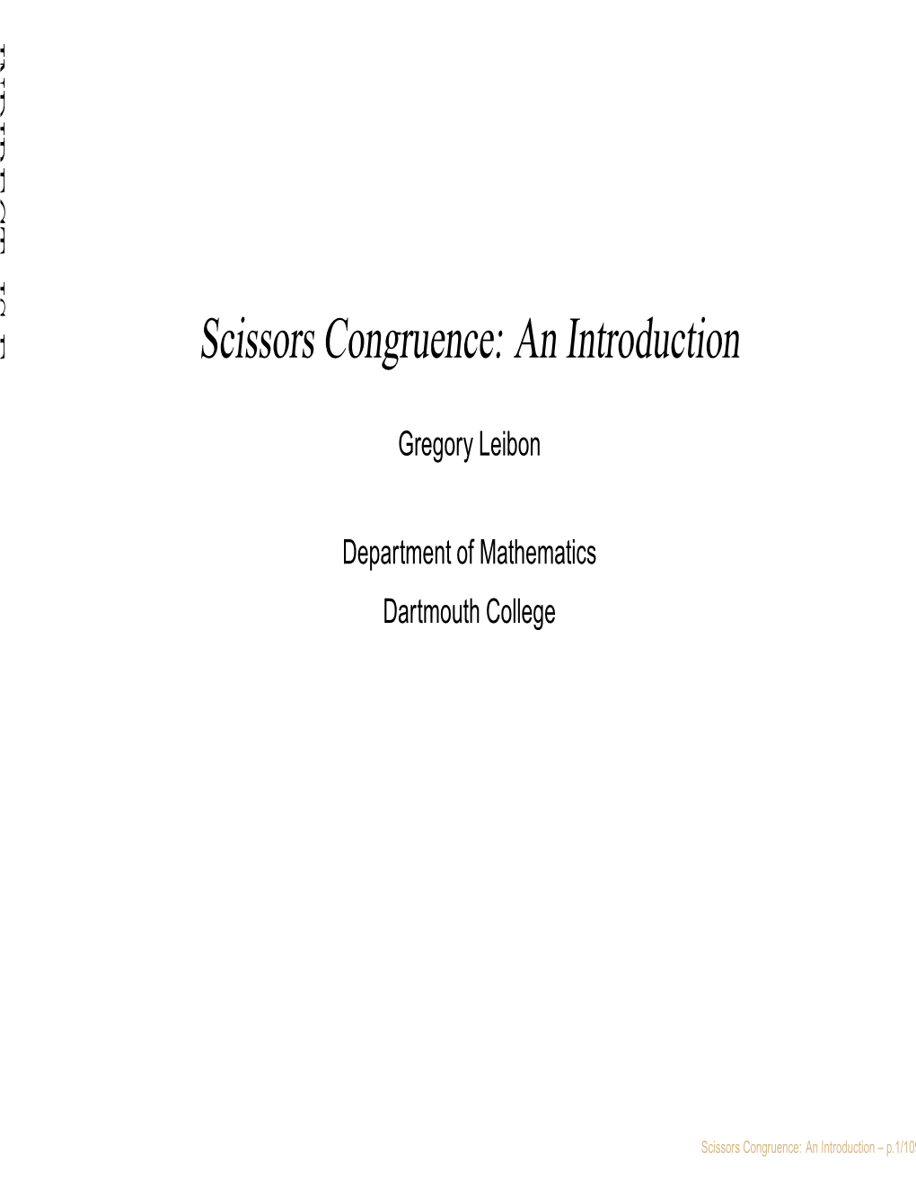 Scissors Congruence