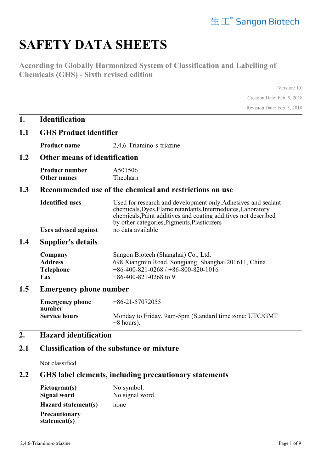 Safety Data Sheets