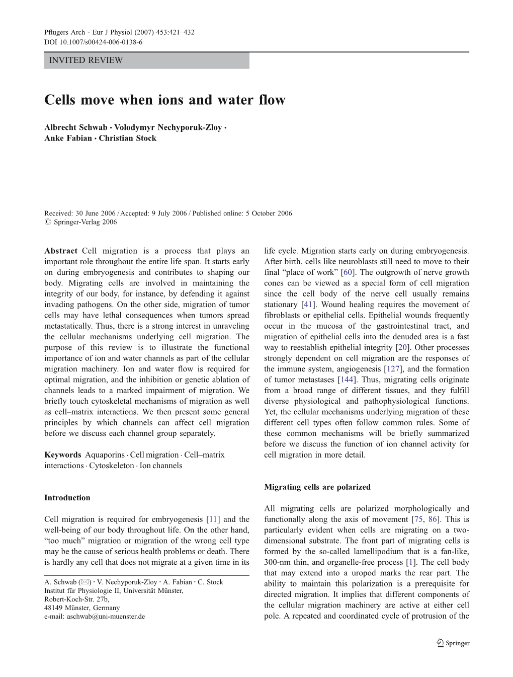 Cells Move When Ions and Water Flow