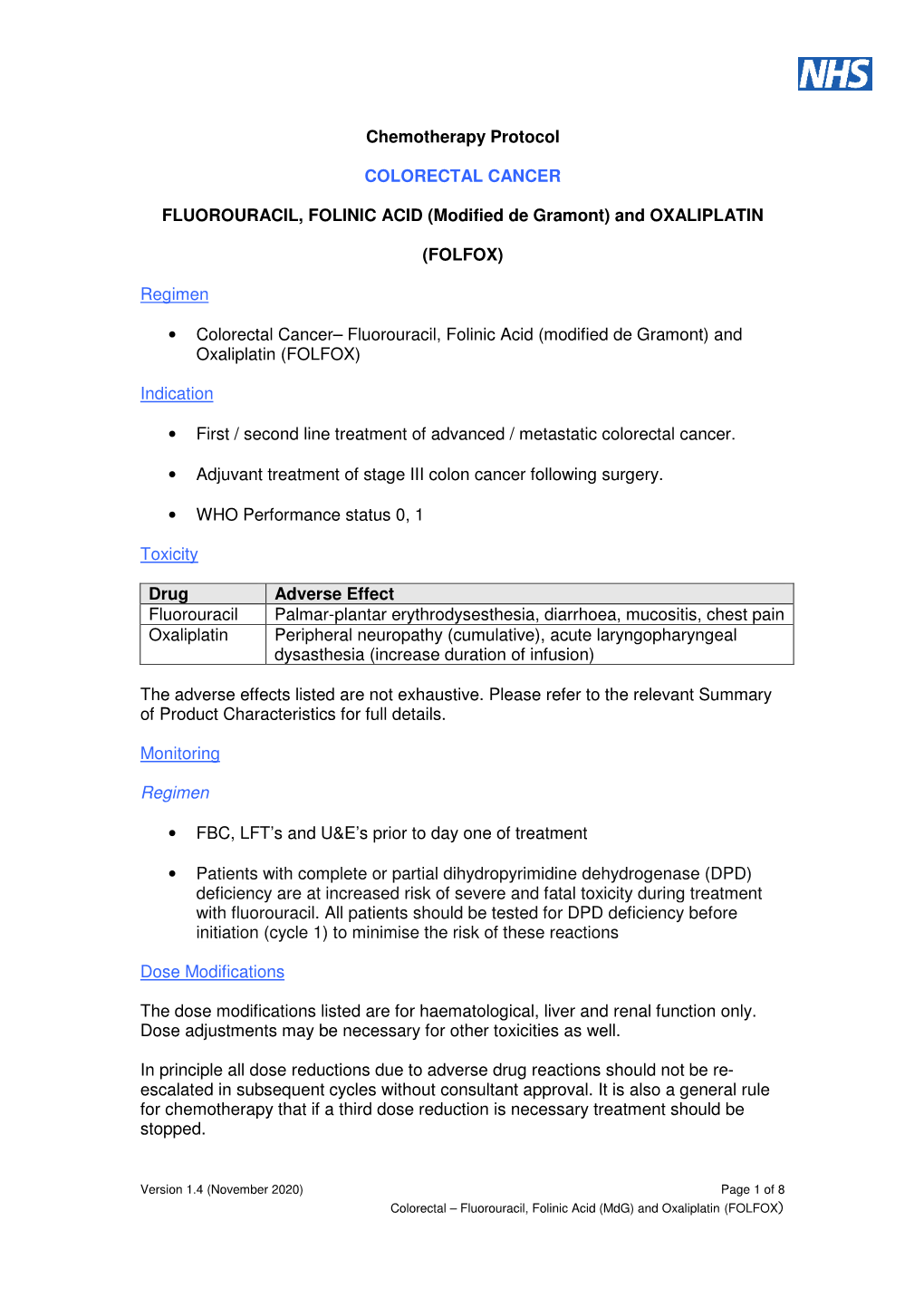 Fluorouracil-Folinic Acid-Oxaliplatin Ver