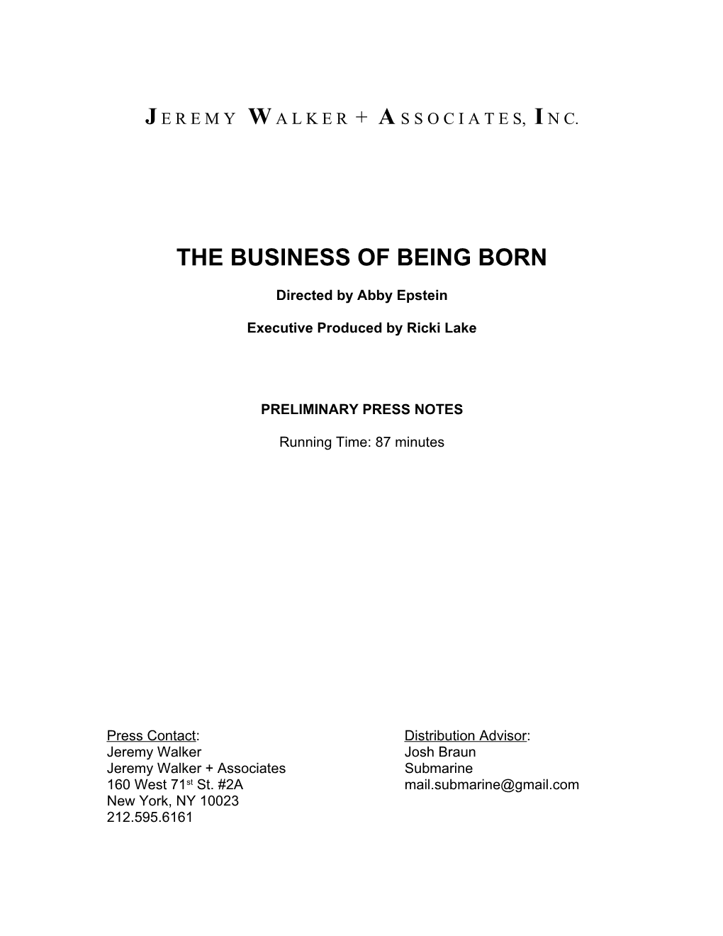 Business Of Being Born – Background Information