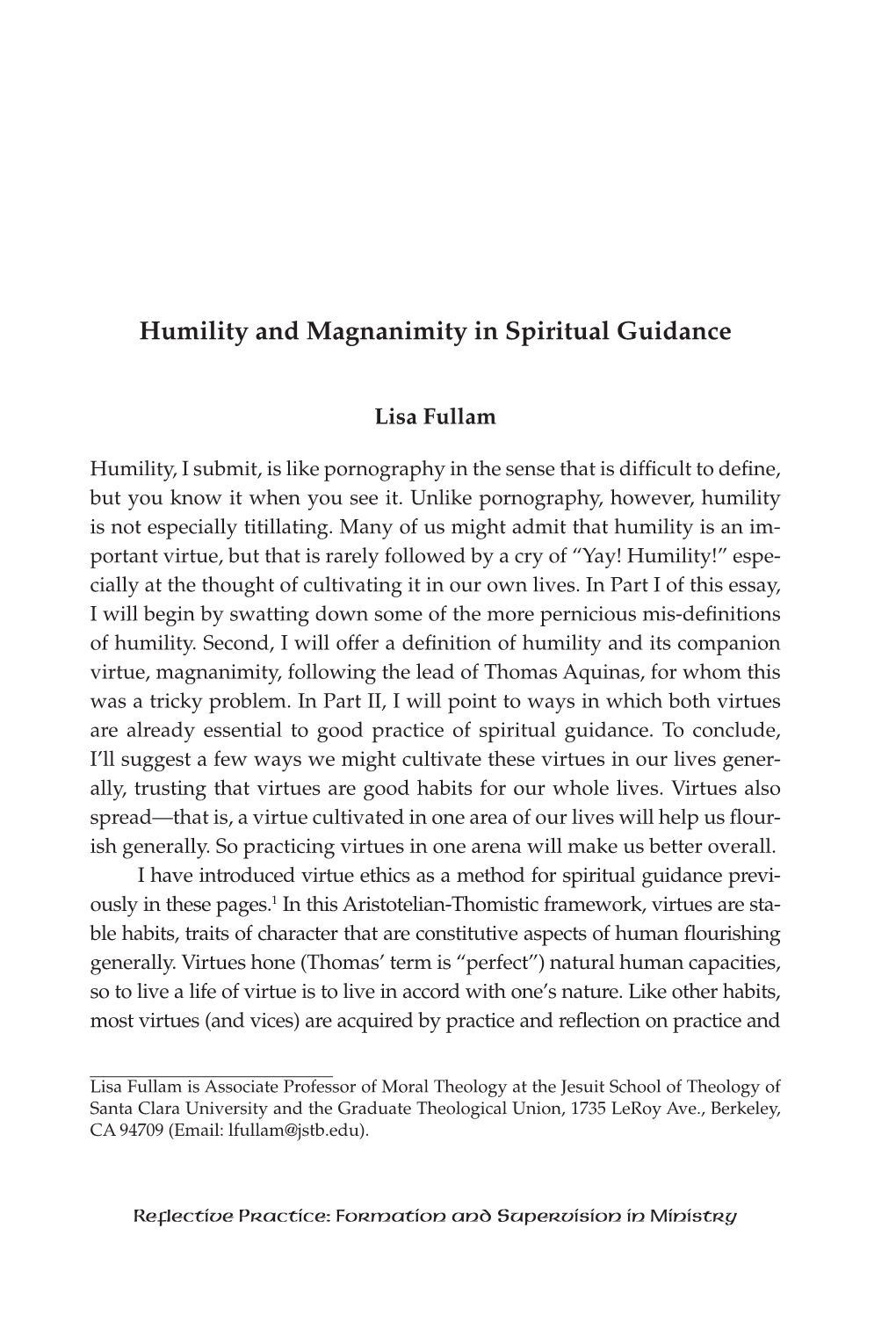 Humility and Magnanimity in Spiritual Guidance