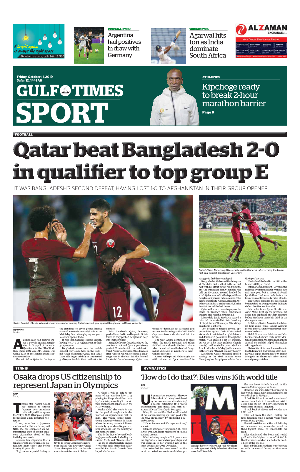 GULF TIMES to Break 2-Hour Marathon Barrier SPORT Page 6