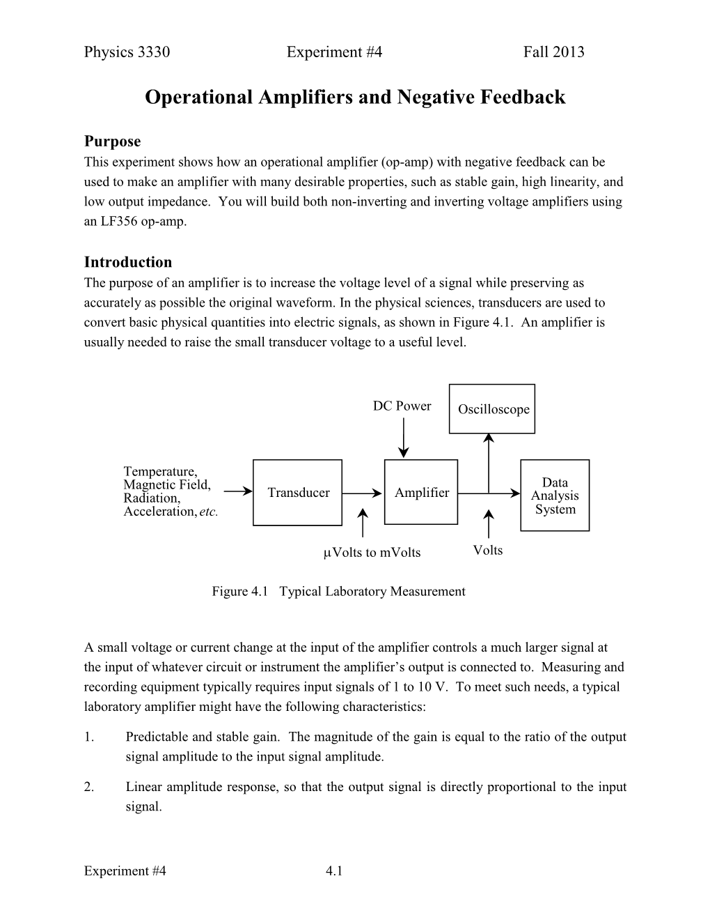 Operational Amplifiers and Negative Feedback