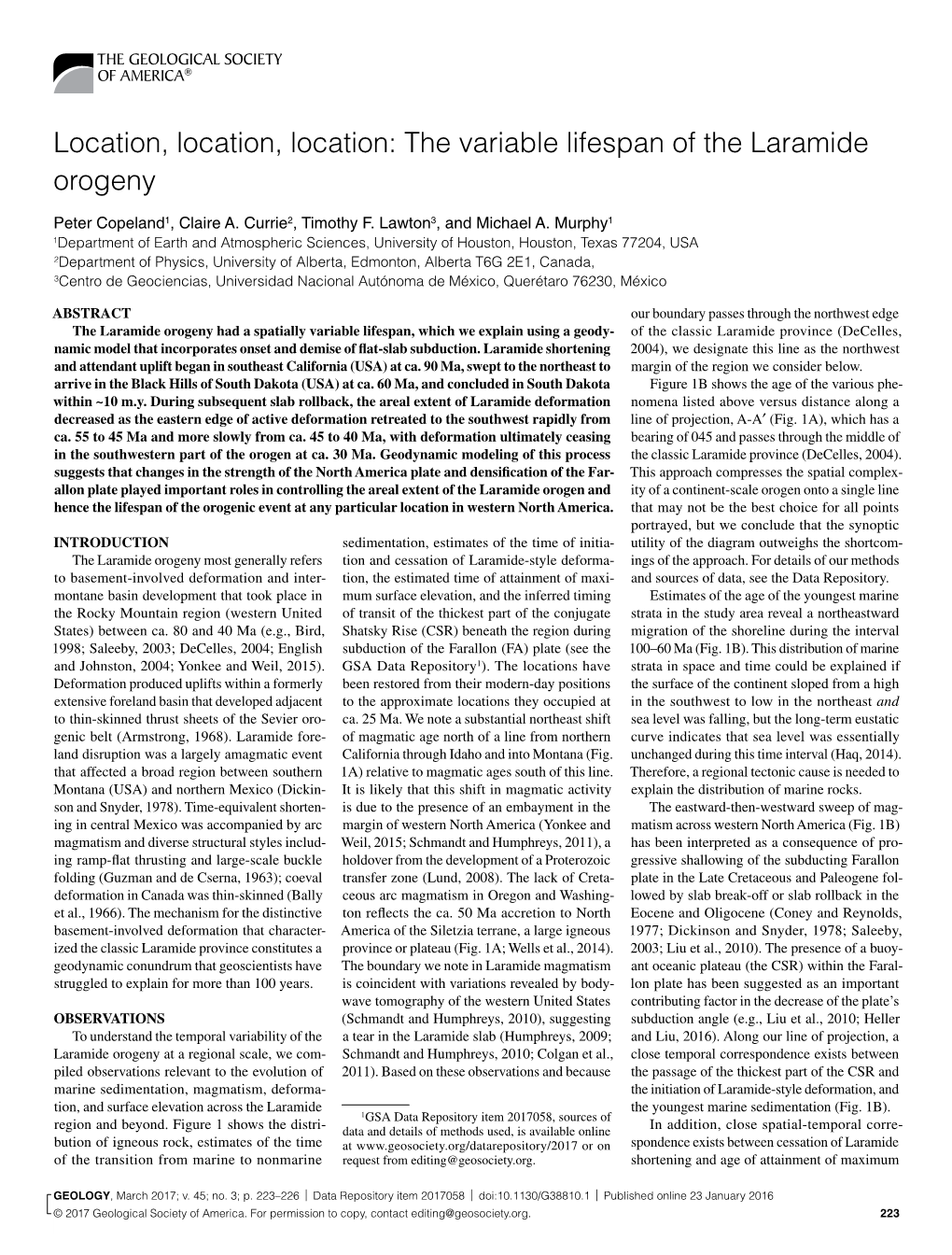 The Variable Lifespan of the Laramide Orogeny