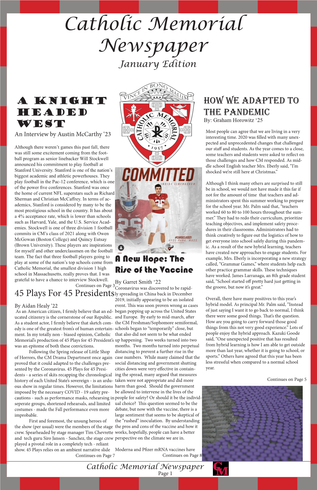 Catholic Memorial Newspaper January Edition