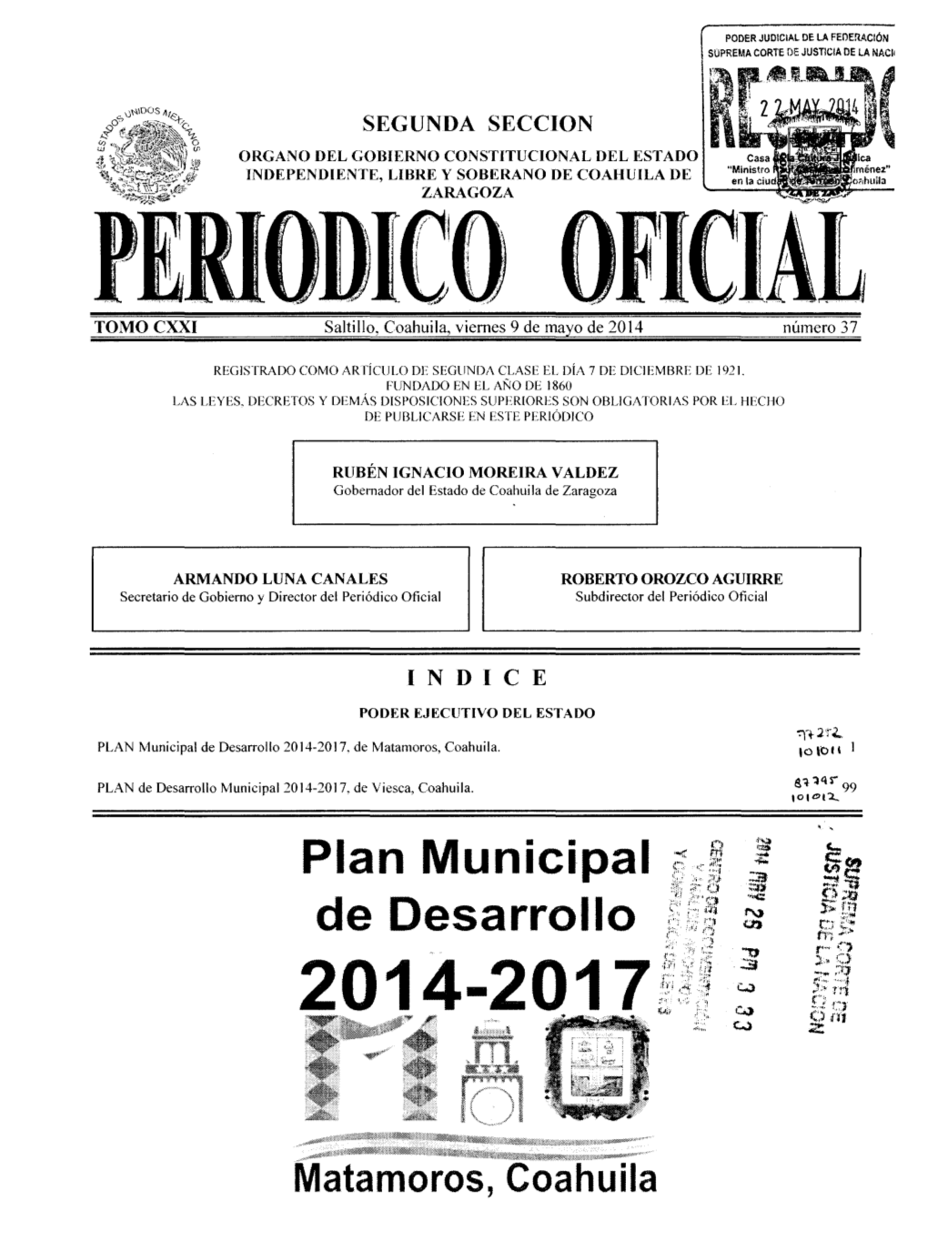 PLAN Municipal De Desarrollo 2014-2017, De Matamoros, Coahuila