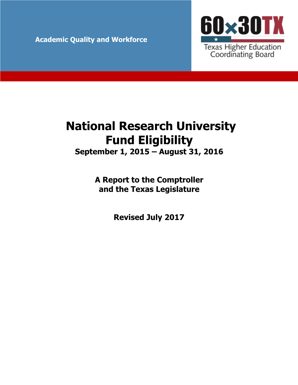 National Research University Fund Eligibility Report