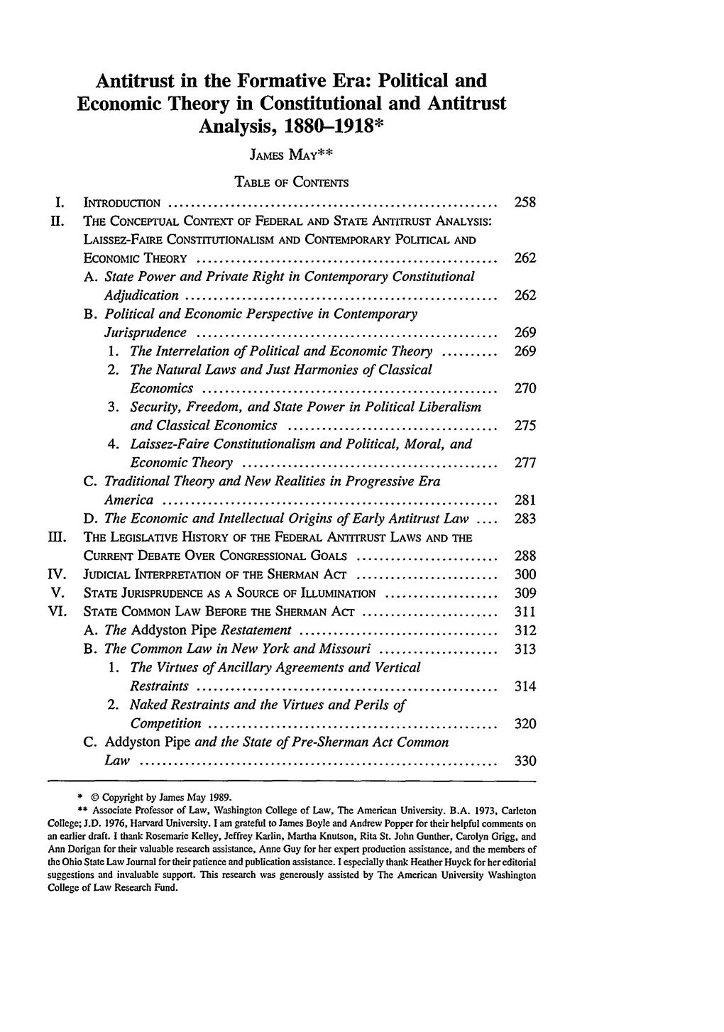 Antitrust in the Formative Era: Political and Economic Theory in Constitutional and Antitrust Analysis, 1880-1918*