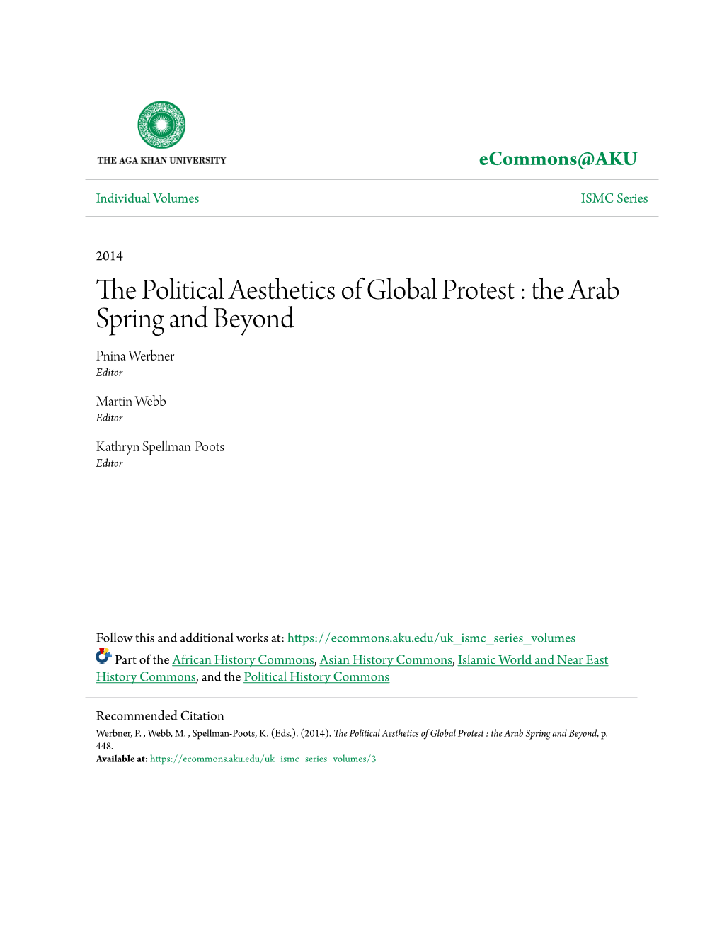 The Political Aesthetics of Global Protest : the Arab Spring and Beyond, P