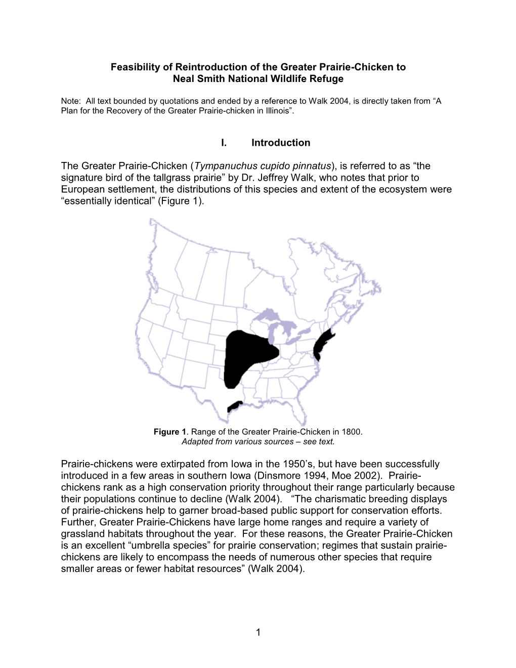 1 Feasibility of Reintroduction of the Greater Prairie-Chicken to Neal