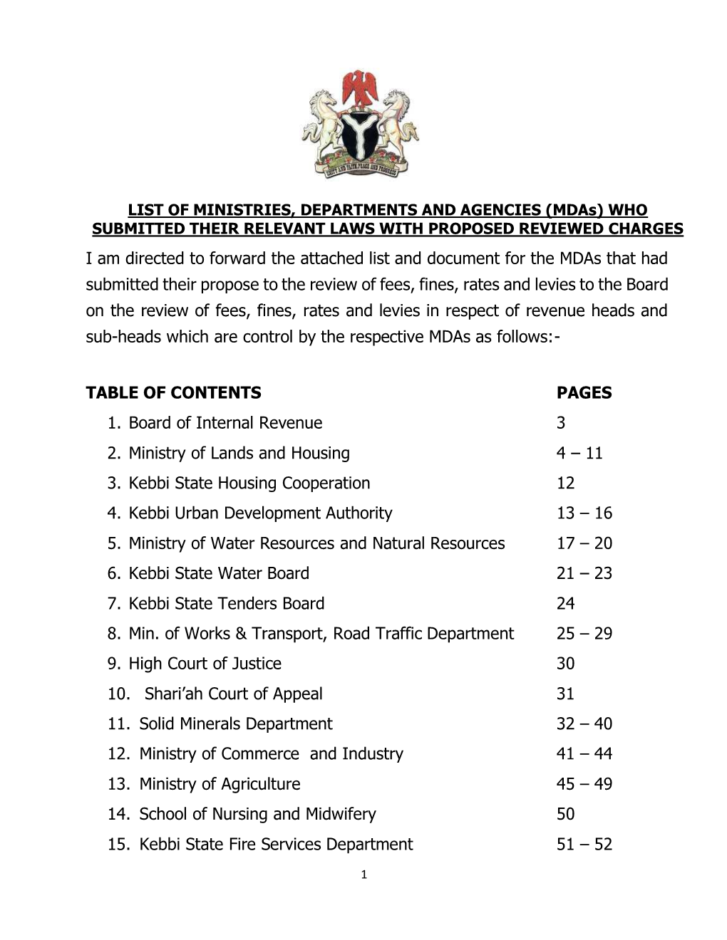 I Am Directed to Forward the Attached List and Document for the Mdas That Had Submitted Their Propose to the Review of Fees