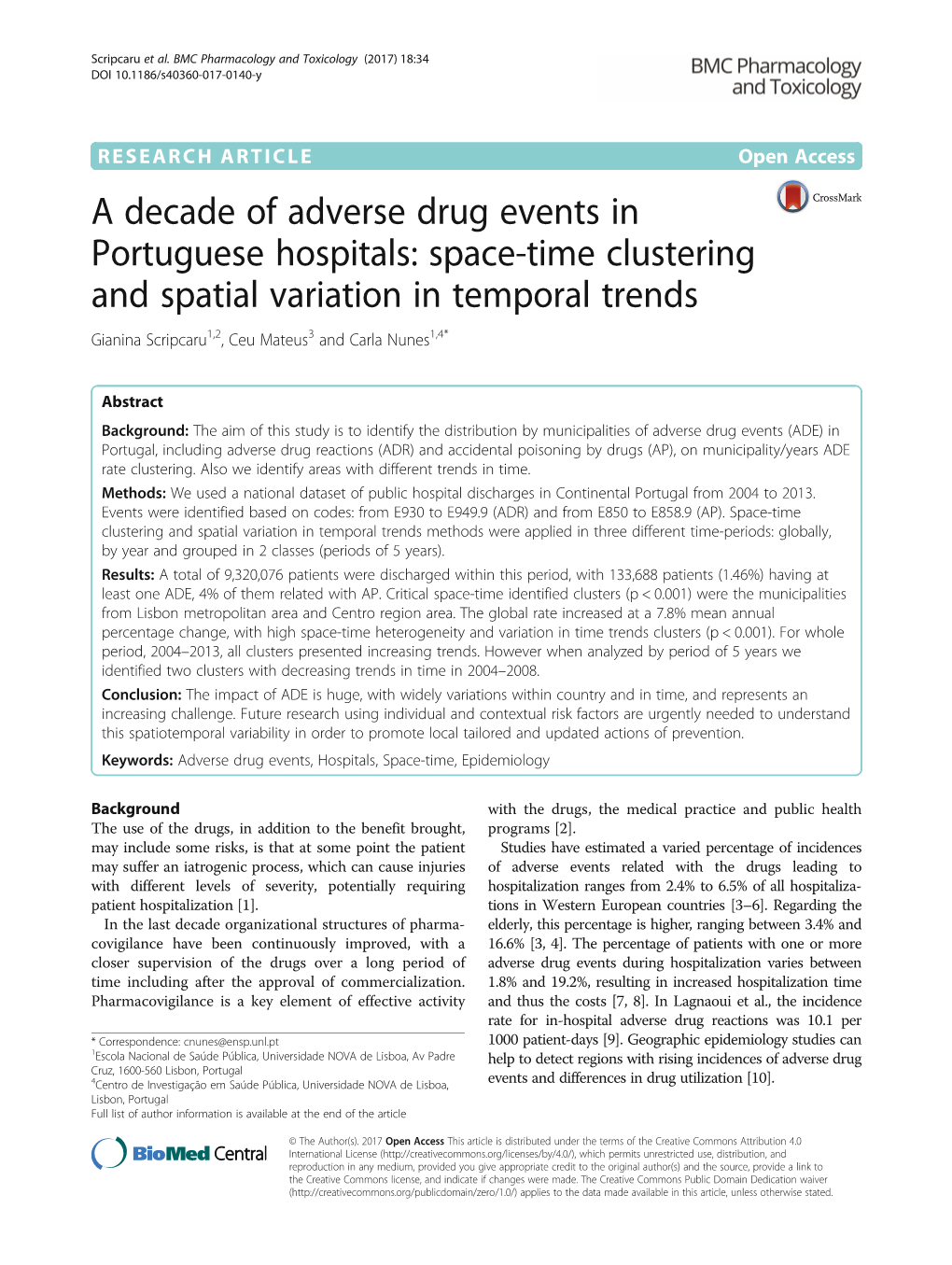 A Decade of Adverse Drug Events in Portuguese Hospitals: Space-Time Clustering and Spatial Variation in Temporal Trends