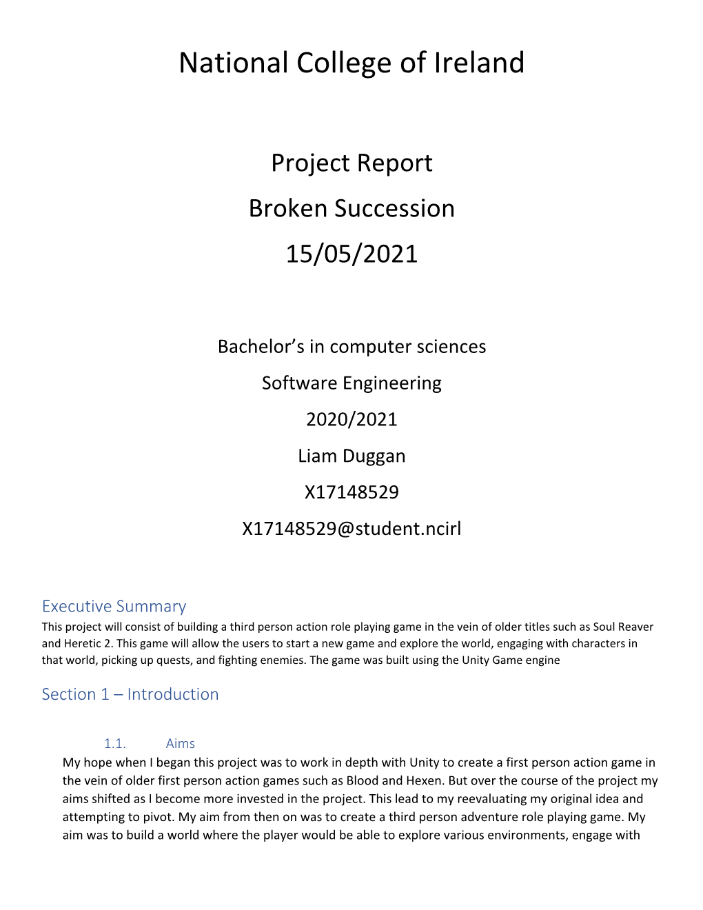 Project Report Broken Succession 15/05/2021